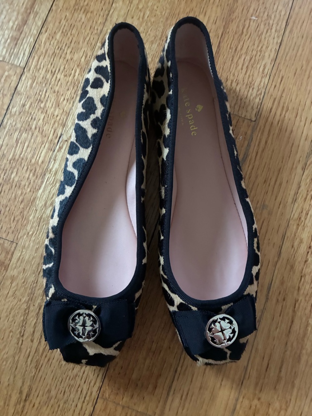 Kate Spade Fontana Too ballet flats made with leopard print calf hair